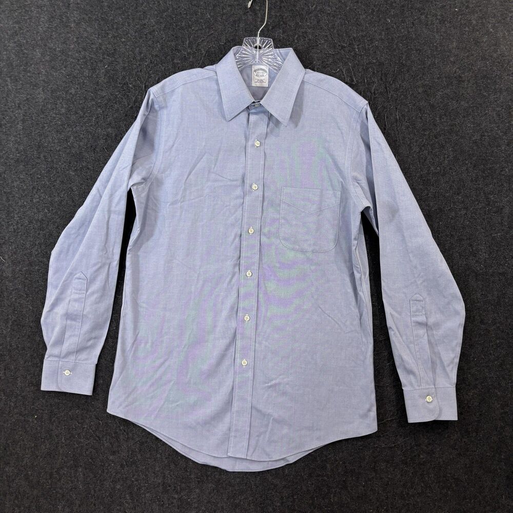 Brooks Brothers Dress Shirt Mens 15.5 Blue Extra Slim Fit Non Iron Cotton Pocket